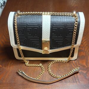 ALDO Elegant Black and White Chain Shoulder Bag